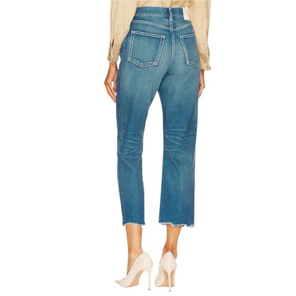 MOUSSY Walmore Wide Straight Leg High Rise Raw Hem Jeans - Picture 5 of 12